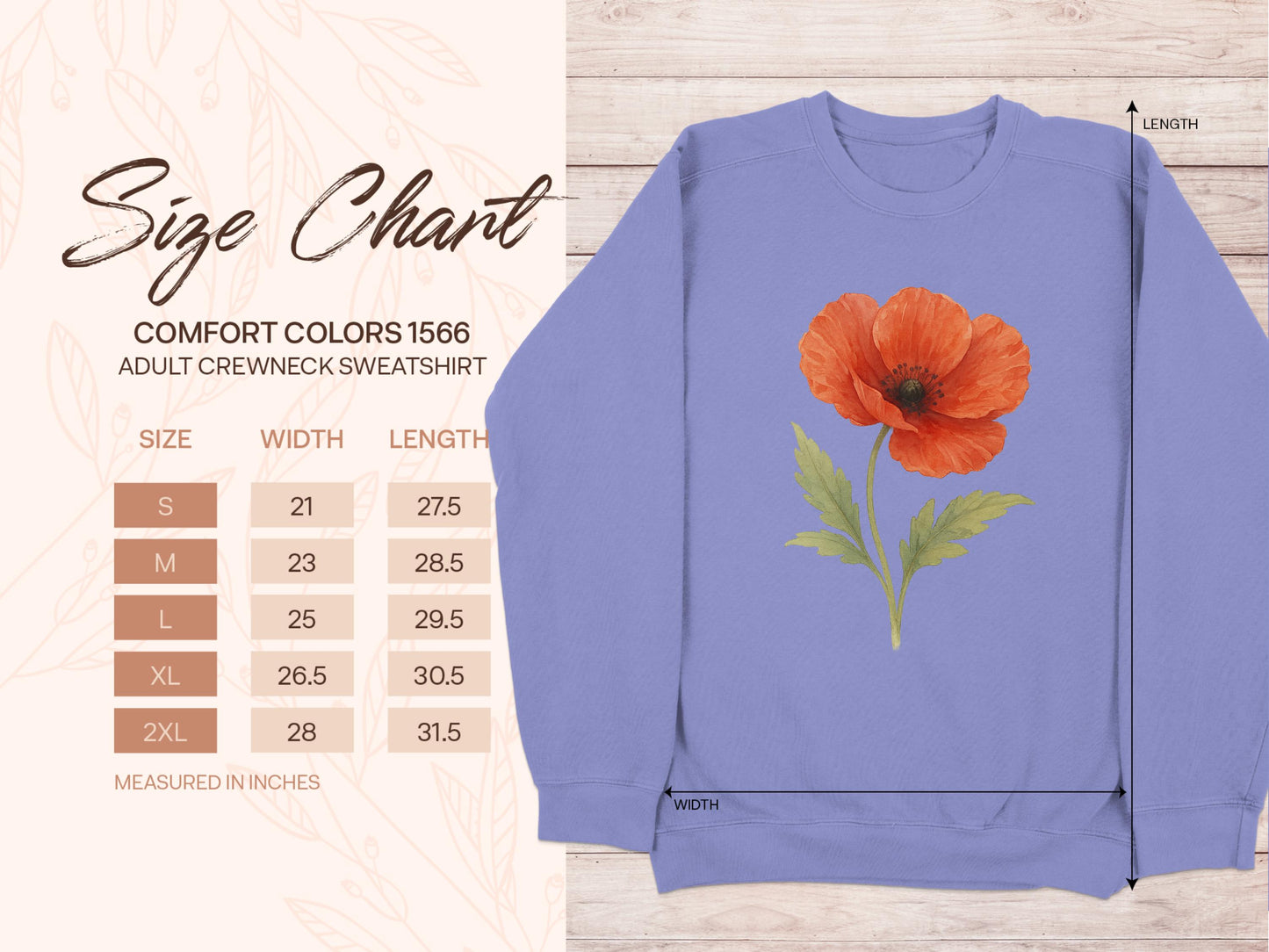 Poppy Flower Design on Comfort Colors Sweatshirt Product Type