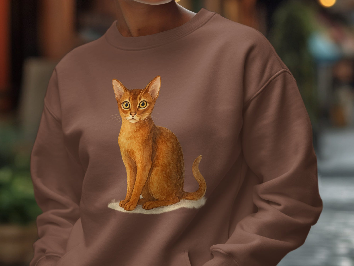Orange Cat Illustration on Brown Sweatshirt product type
