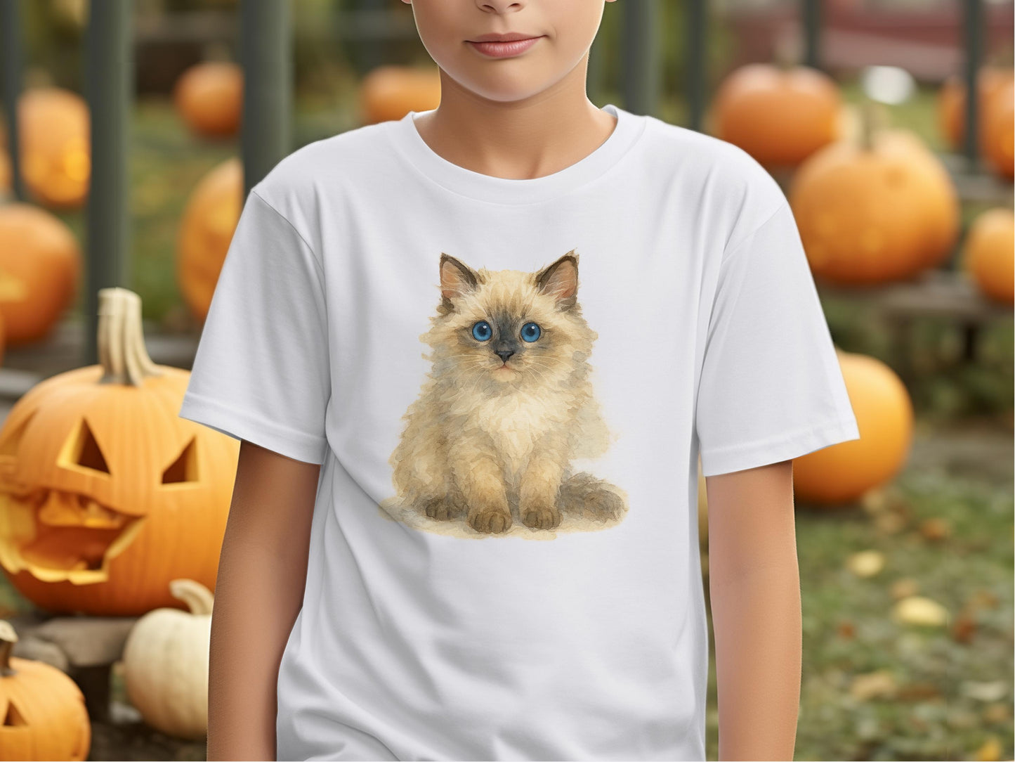 Cute Fluffy Kitten Print Design for Youth T-shirt product