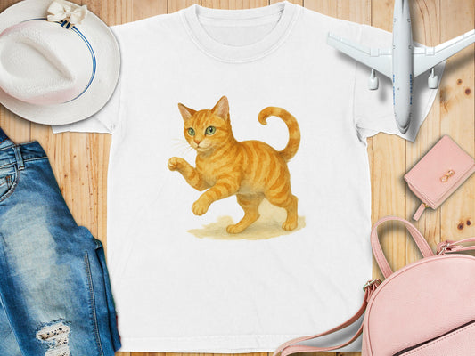 Cute Orange Tabby Cat Graphic White T-Shirt product type