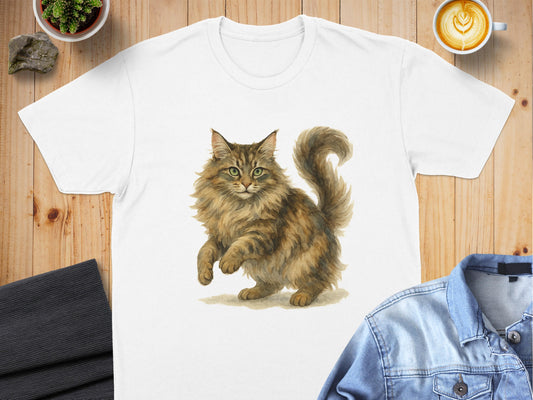 Adorable Fluffy Cat Illustration T-shirt product