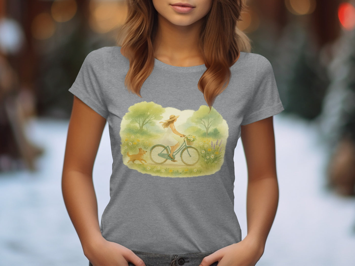 Biking Through Nature Design with Dog T-Shirt Product