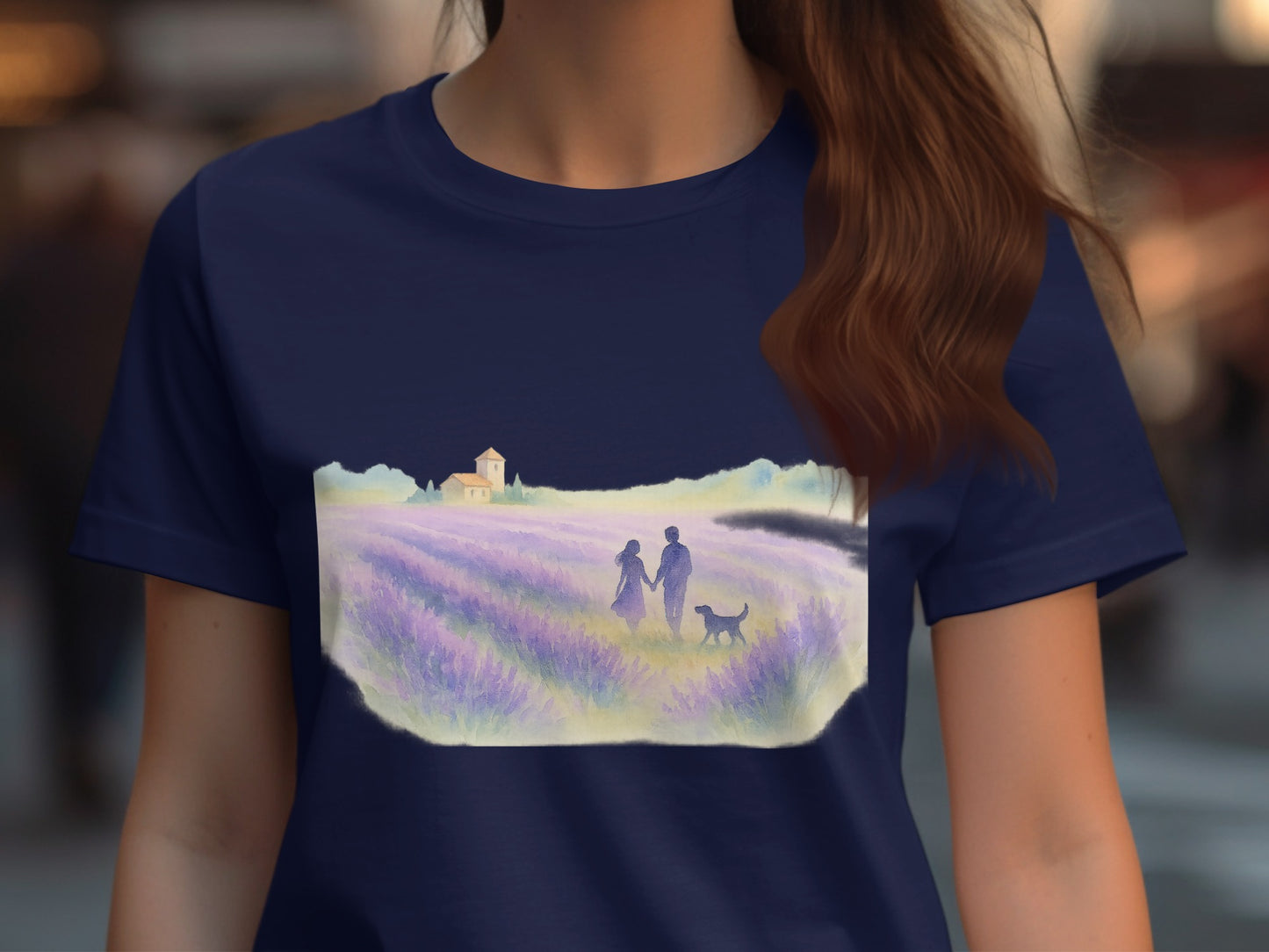 Beautiful Lavender Field Art Printed T-shirt product