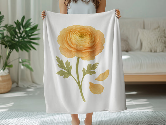 Yellow Ranunculus Flower Design Cozy Blanket product