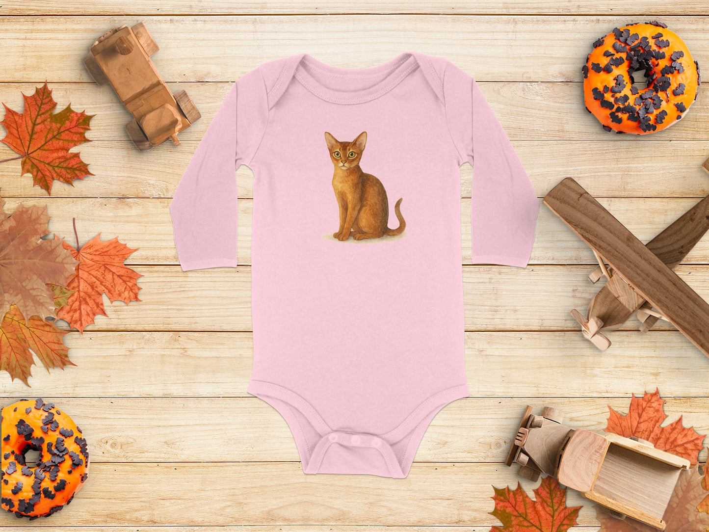 Cute Kitty Cat Print Long Sleeve Baby Bodysuit product type