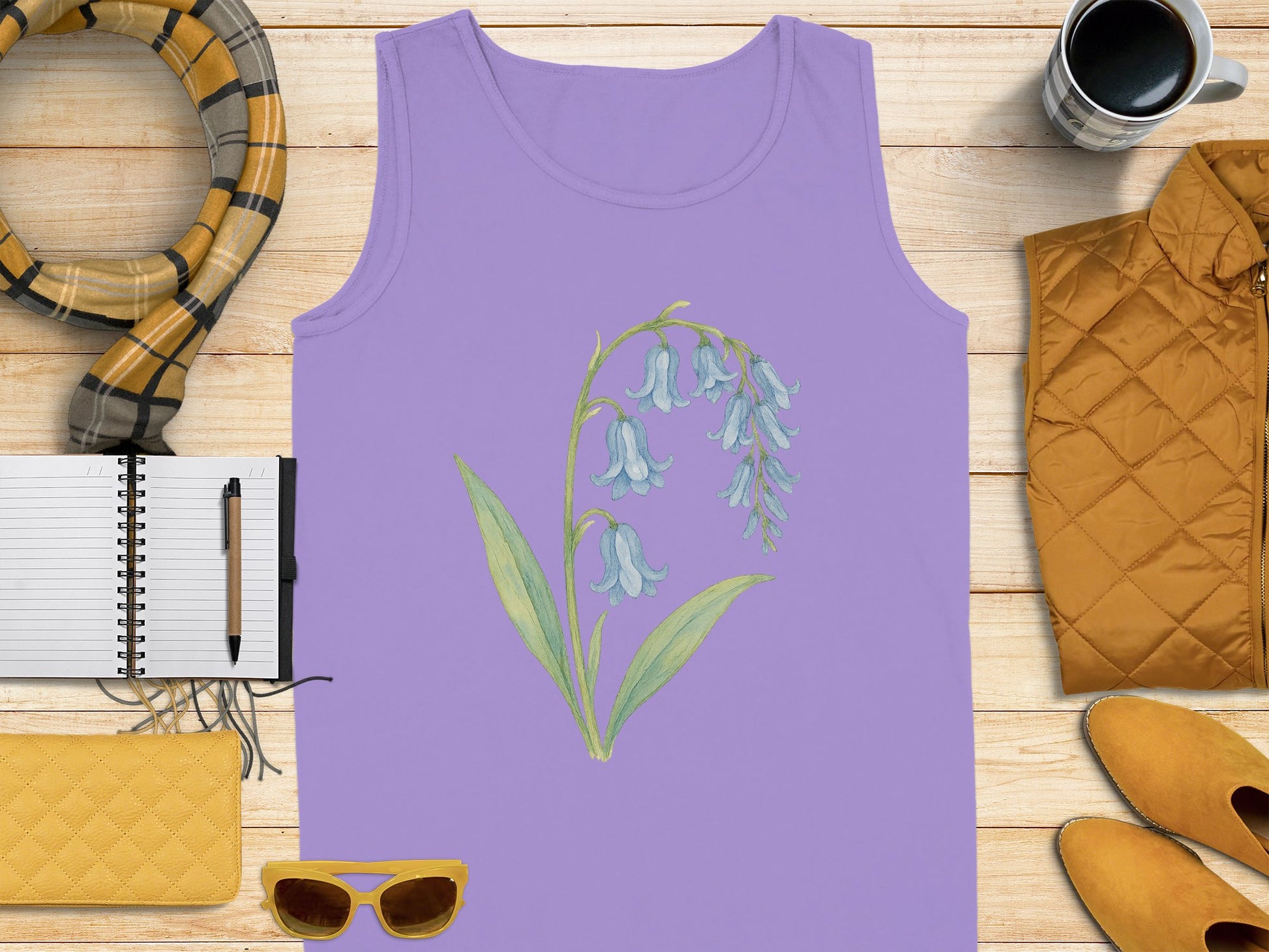 Pastel Purple Tank Top with Delicate Floral Design product type