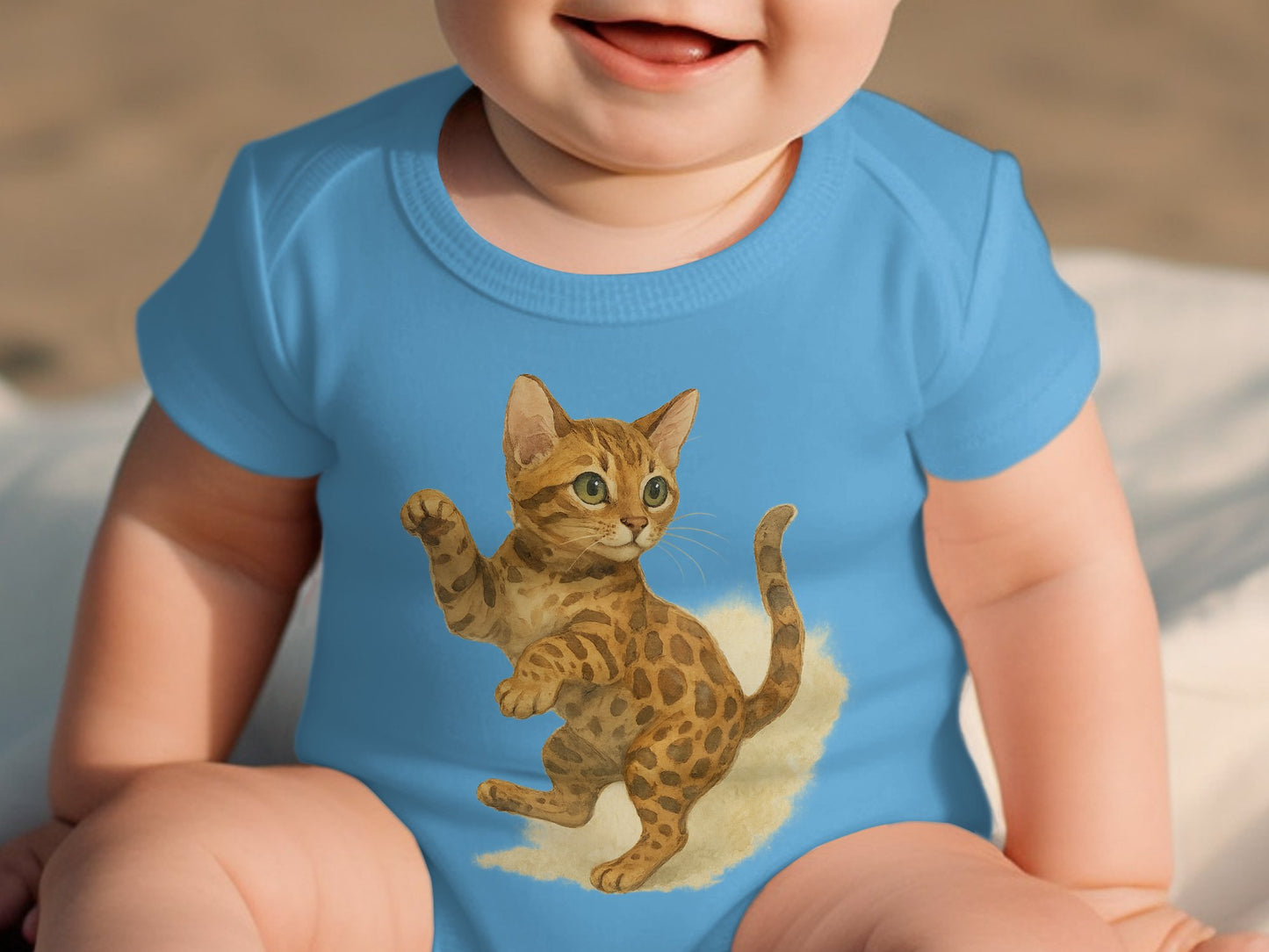 Cute Playful Kitten Print Baby Onesie product