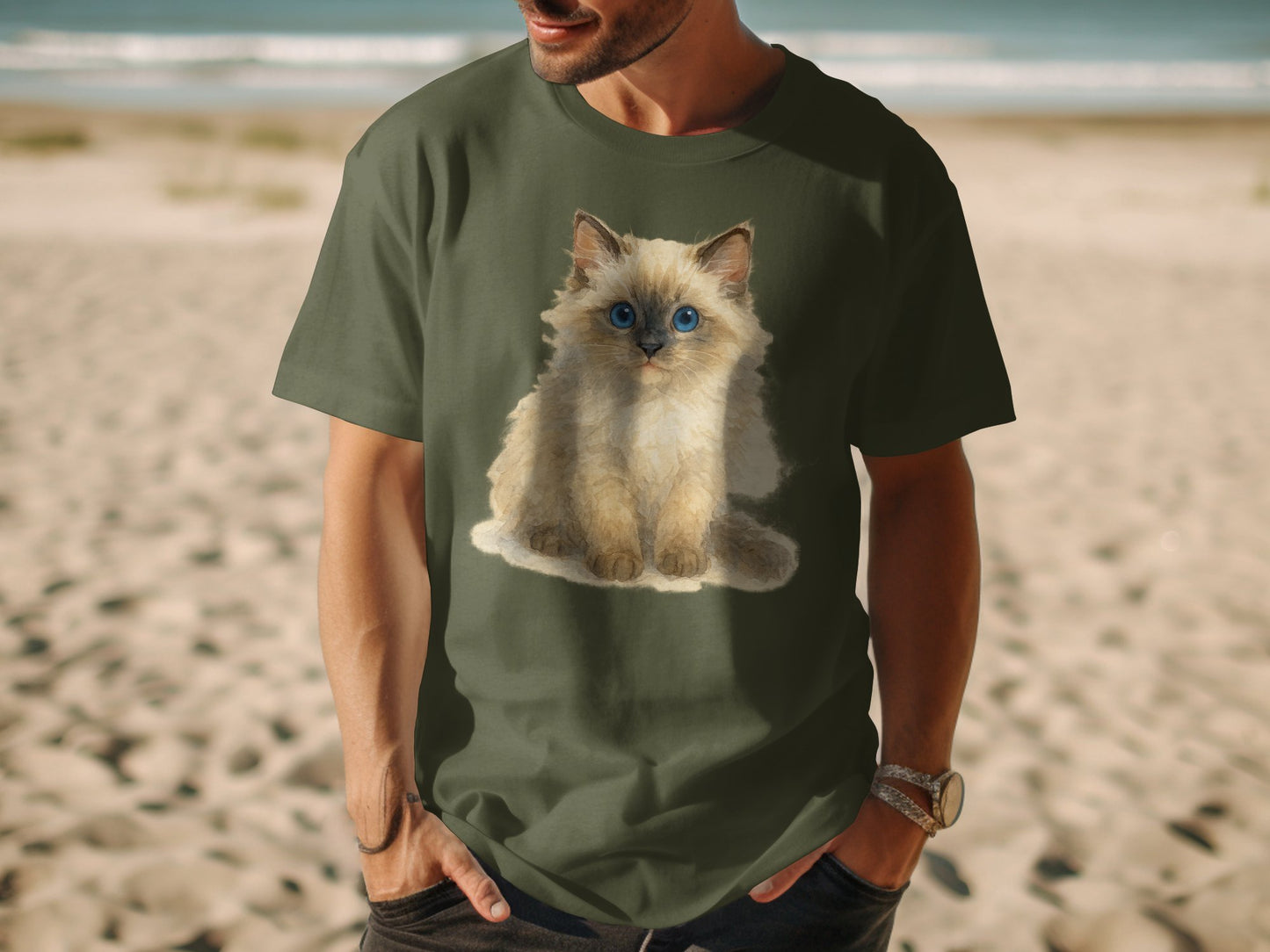 Cute Fluffy Kitten Graphic Printed T-shirt product type