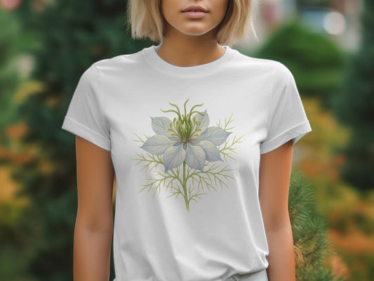 Elegant Floral Print White Casual T-shirt product