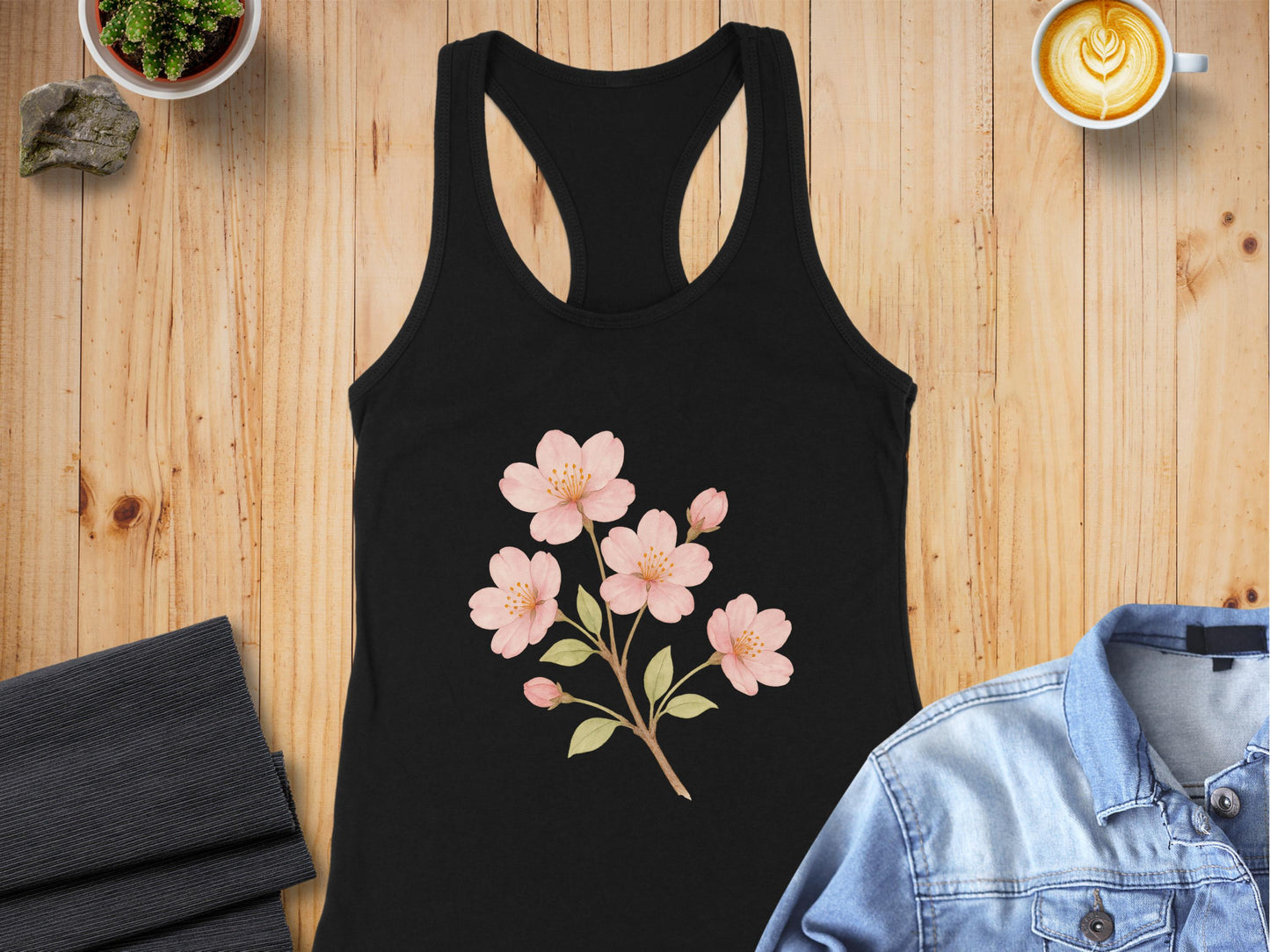 Beautiful Floral Design Black Racerback Tank product