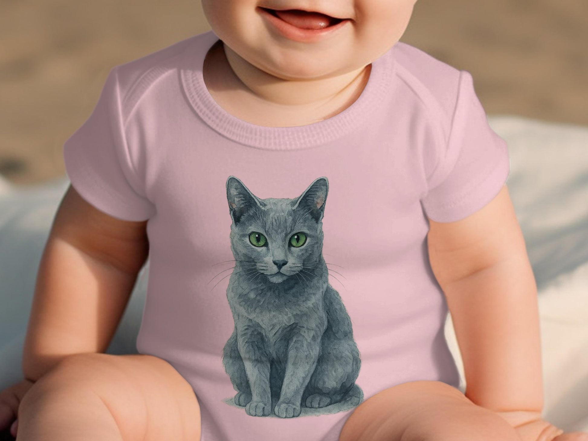 Adorable Cute Grey Cat Print Baby Onesie product