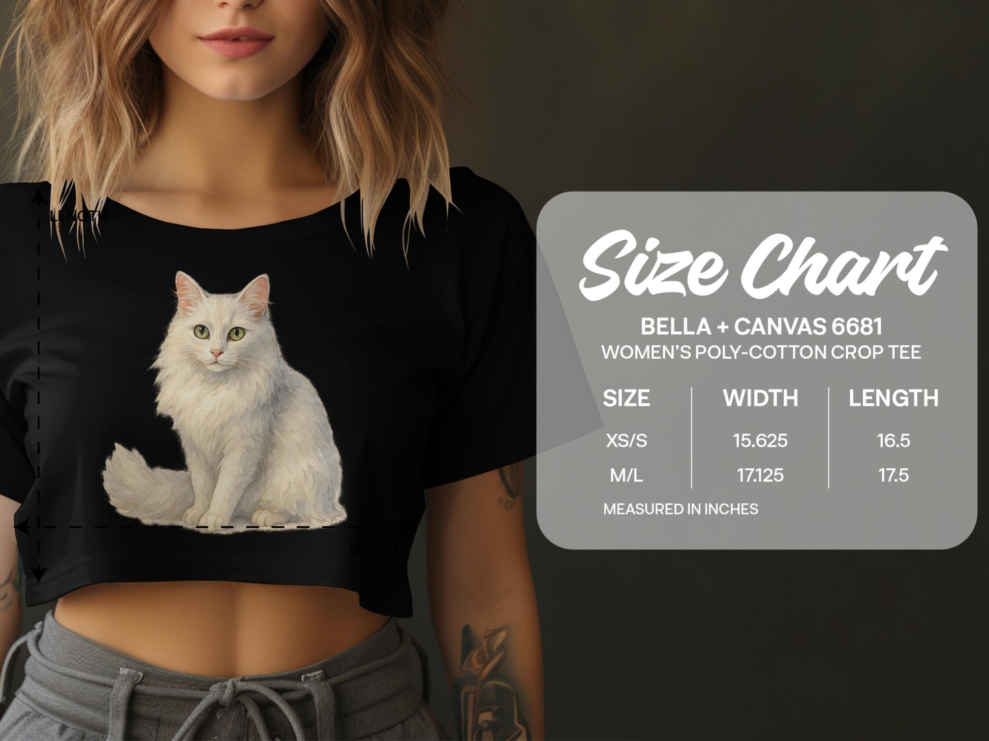 Cute White Cat Design Women's Crop Tee product