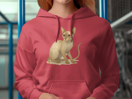 Cozy Red Hoodie with Adorable Cat Print Design product