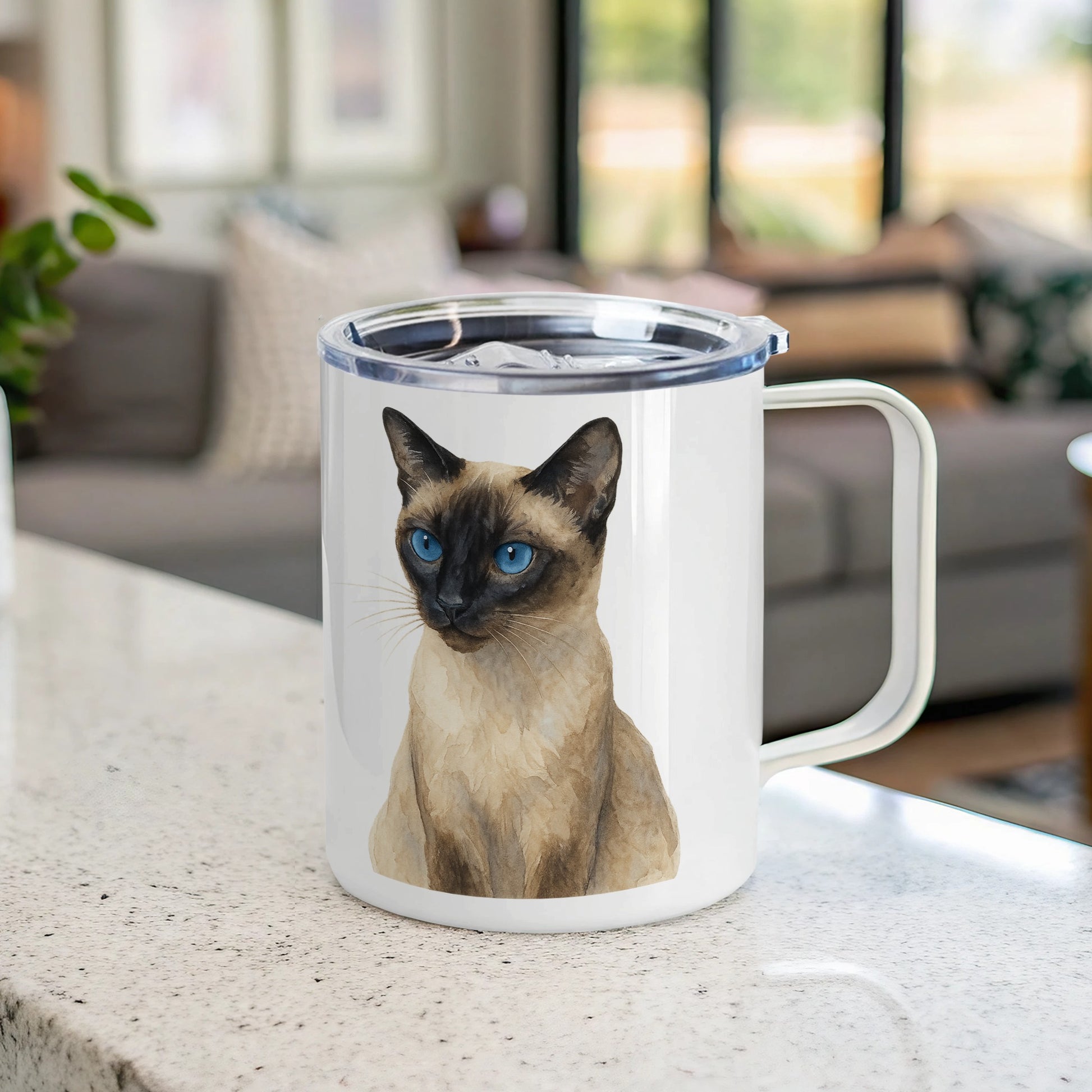 Blue-Eyed Siamese Cat Print Coffee Mug product