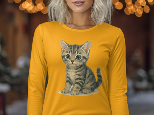 Cute Kitten Long Sleeve Graphic Shirt product type