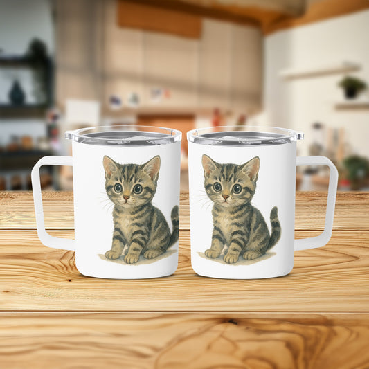 Adorable Kitten Illustrated White Mug Perfect Gift product type