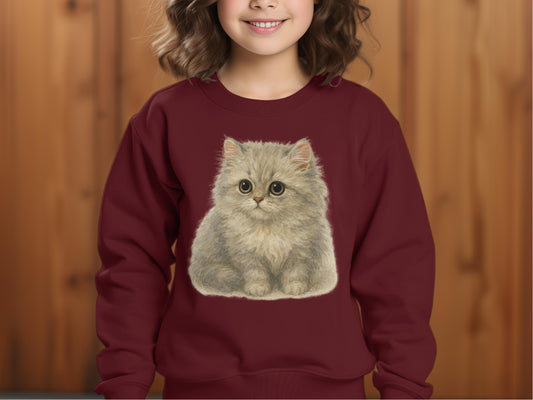 Adorable Kitten Print on Maroon Sweatshirt product