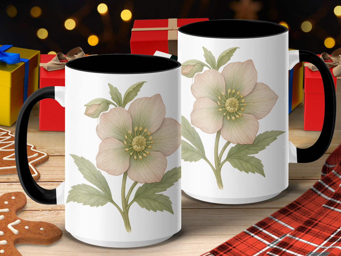 Holiday Gift White Mugs with Floral Design product type