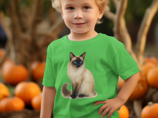 Cute Cat Design on Green Toddler T-Shirt product