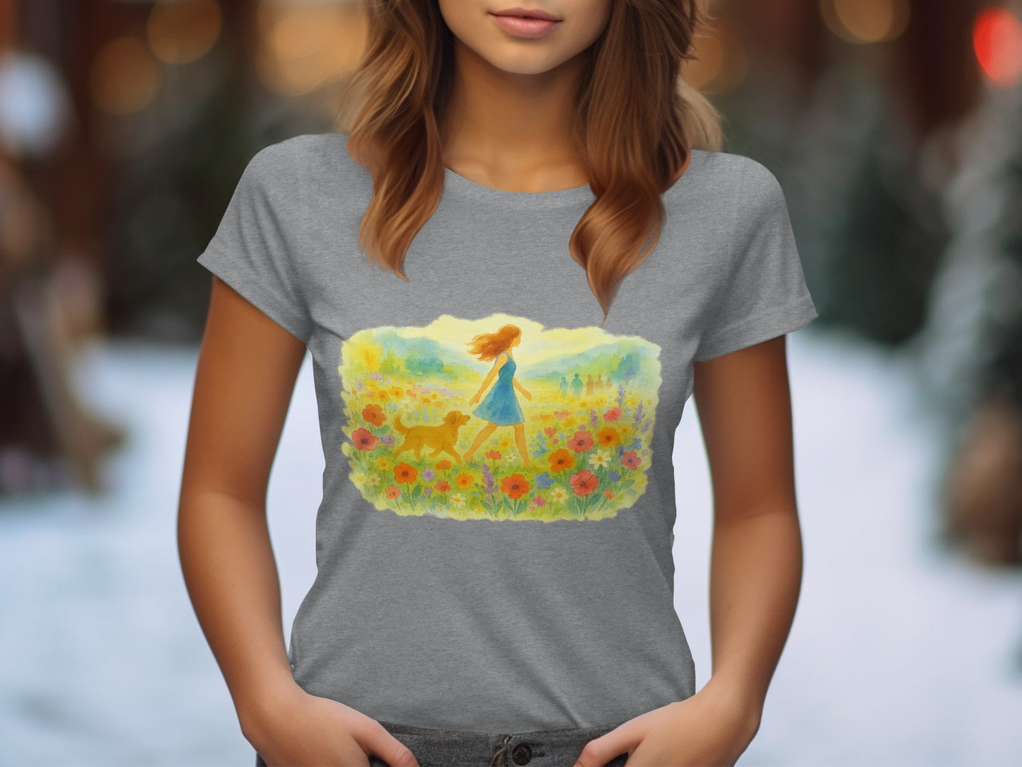 Radiant Woman Walking in Sunflower Field product type