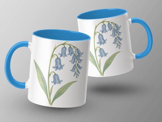 Bluebell Florals on White and Blue Ceramic Mug product