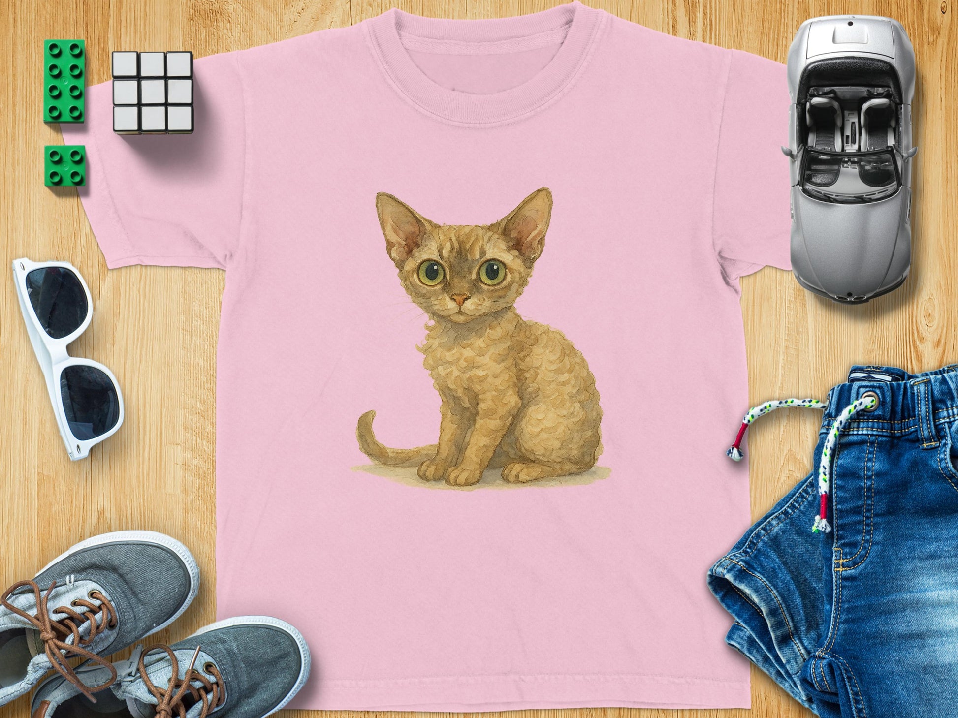 Cute Kitten Illustration Design Pink T-shirt product type