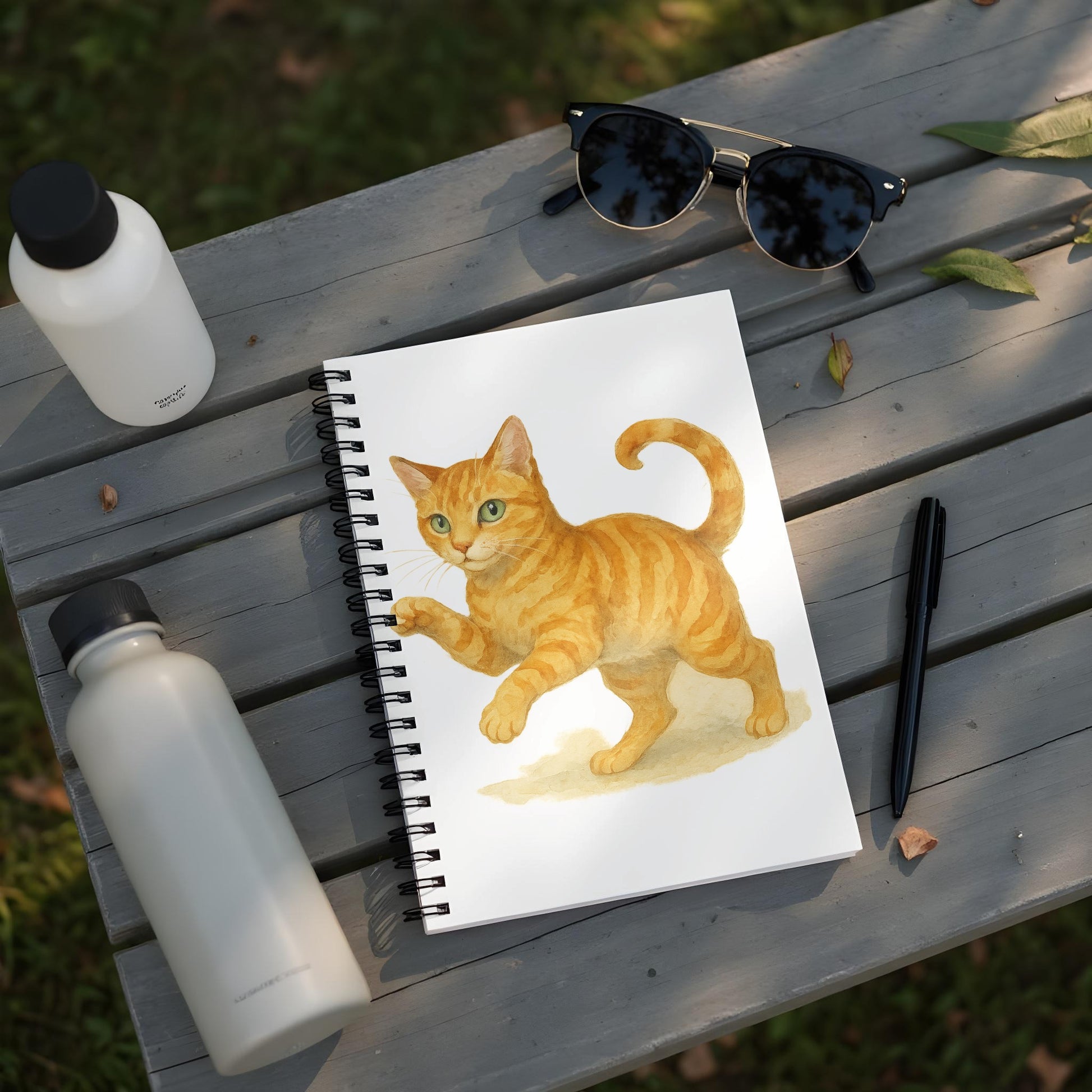 Playful Orange Cat Design on Spiral Notebook product type