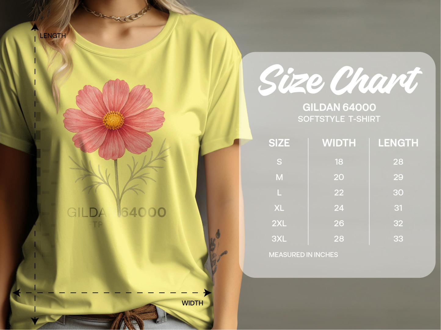Floral Printed Gildan 64000 Softstyle T-shirt product