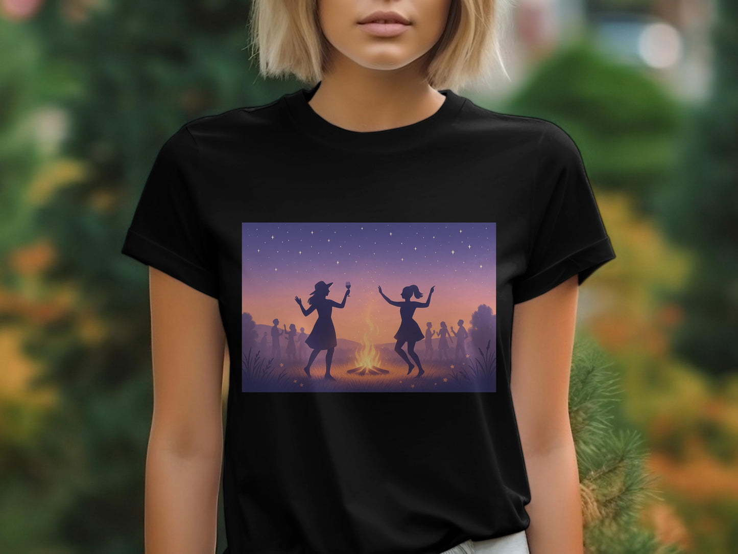 Starry Night Bonfire Dancing Graphic T-Shirt product