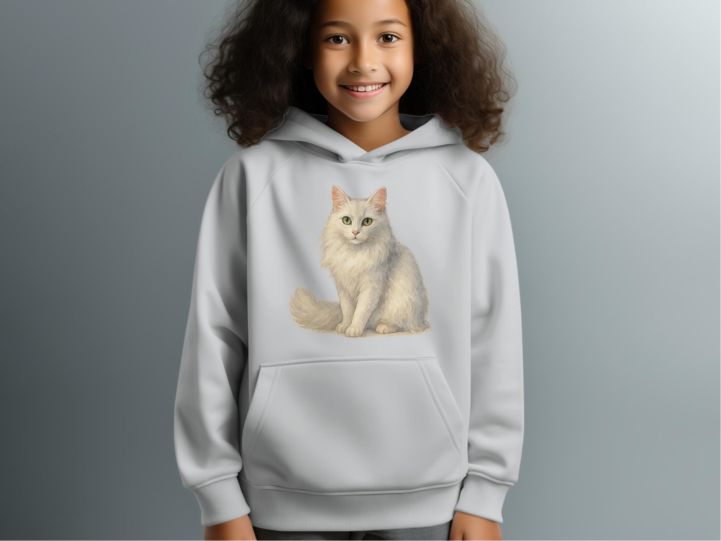 Cute Cat Design Gray Cozy Hoodie product