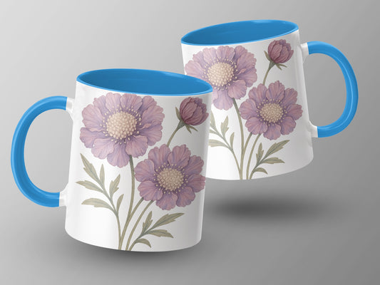 Purple Floral Design White Mugs with Blue Interior product type