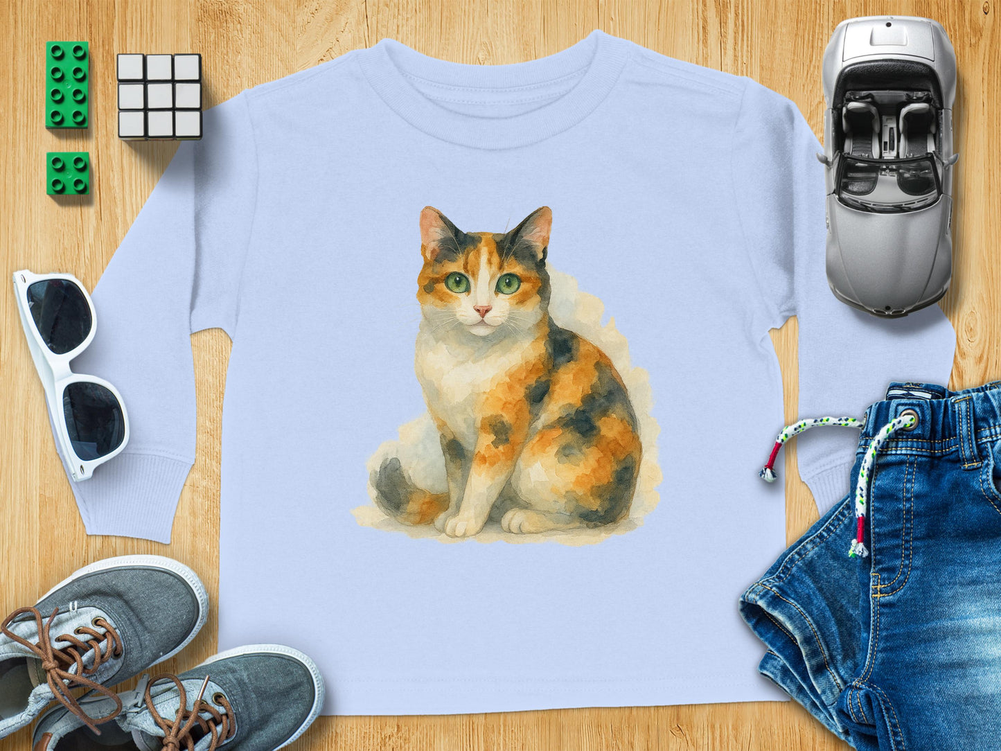 Calico Cat Graphic Long Sleeve Toddler Shirt product type