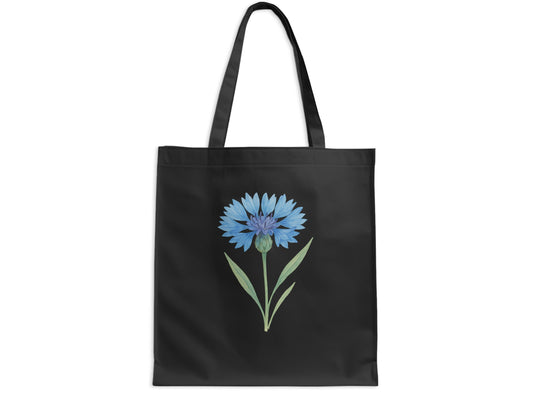 Elegant Black Tote Bag with Blue Flower Design product