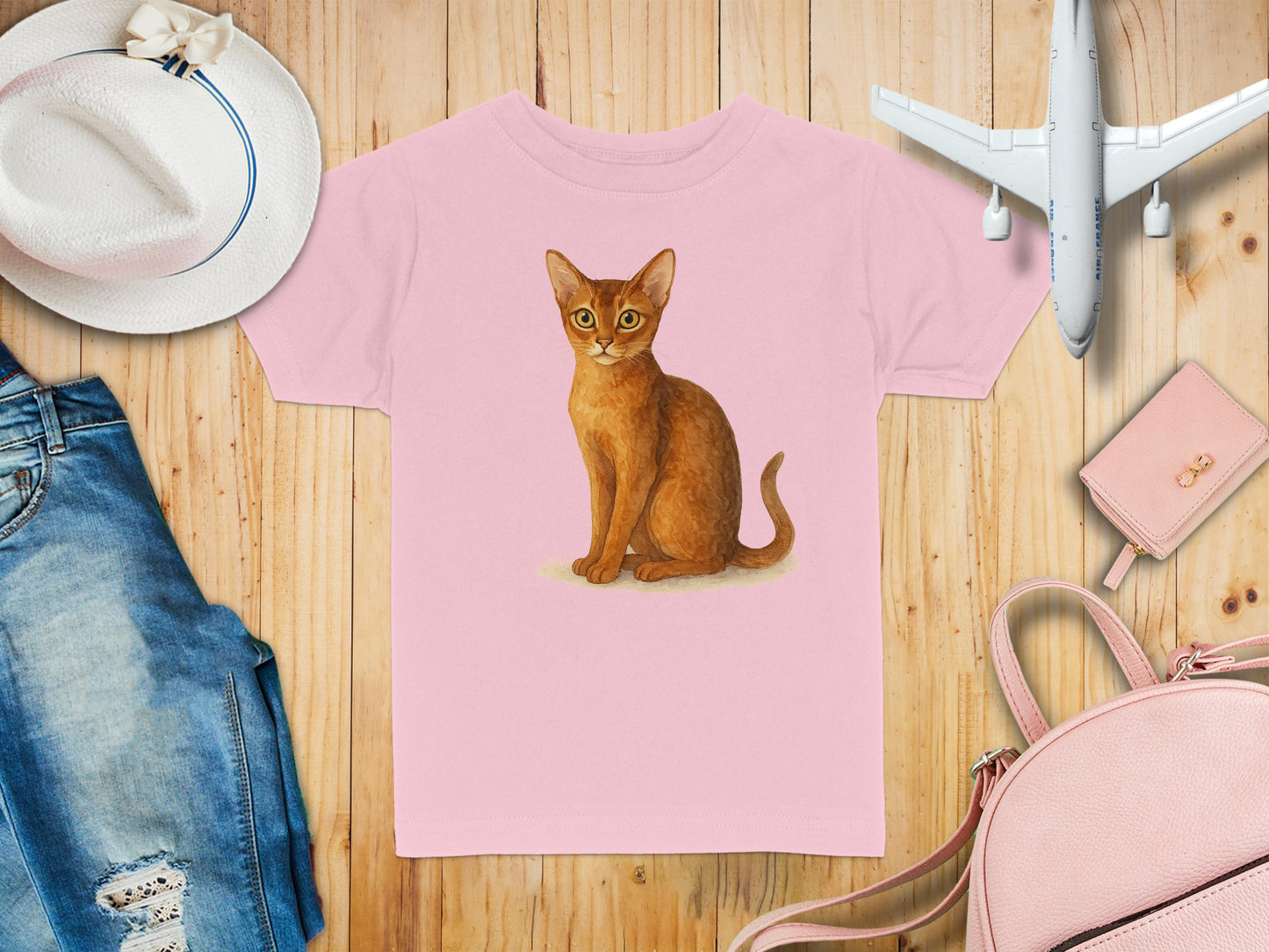 Cute Brown Cat Graphic Tee for Kids T-shirt Product Type