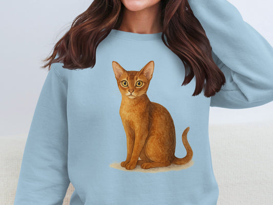 Light Blue Sweatshirt with Cute Cat Graphic product