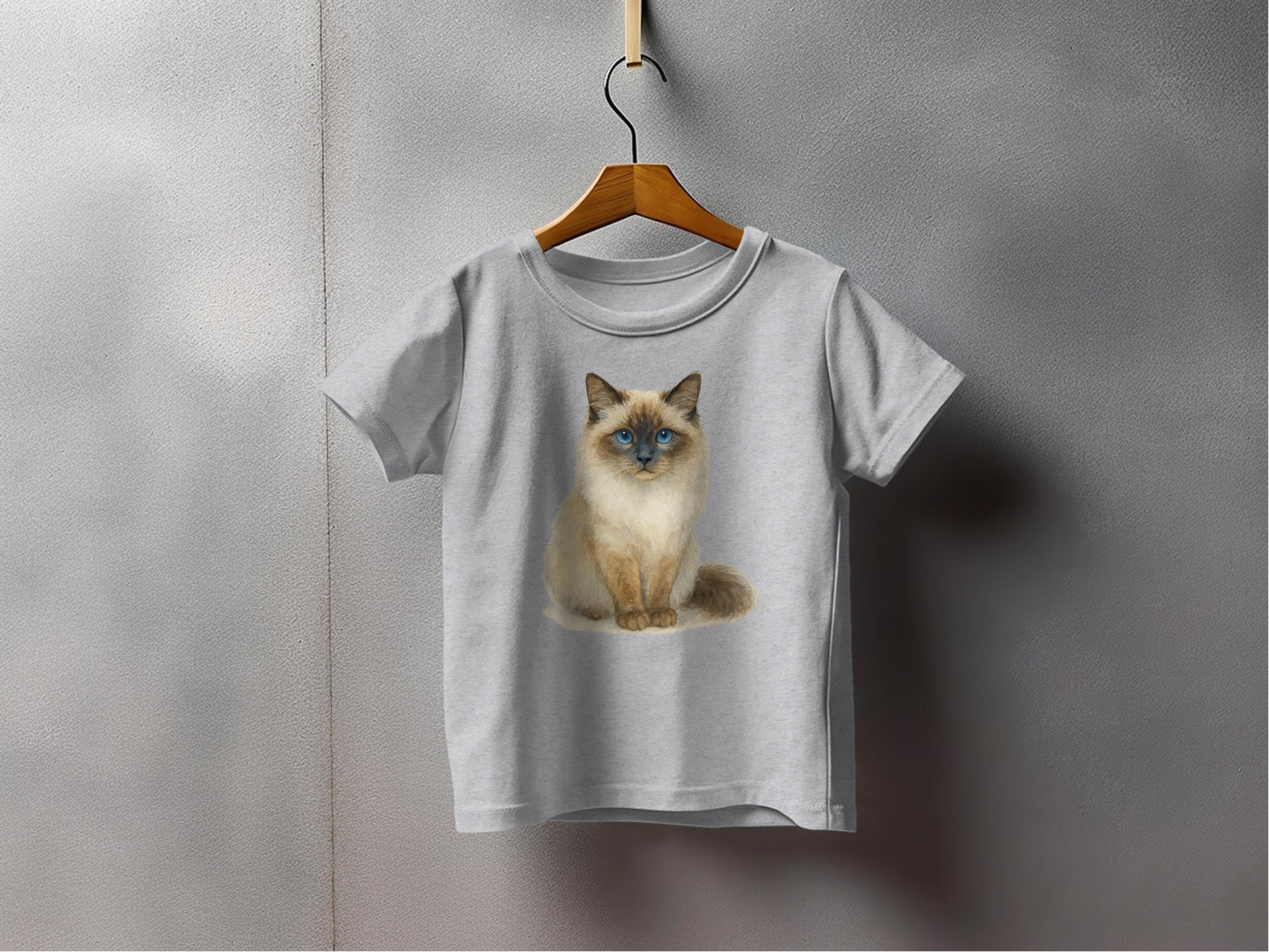 Cute Blue-Eyed Cat Printed White Grey T-shirt product type