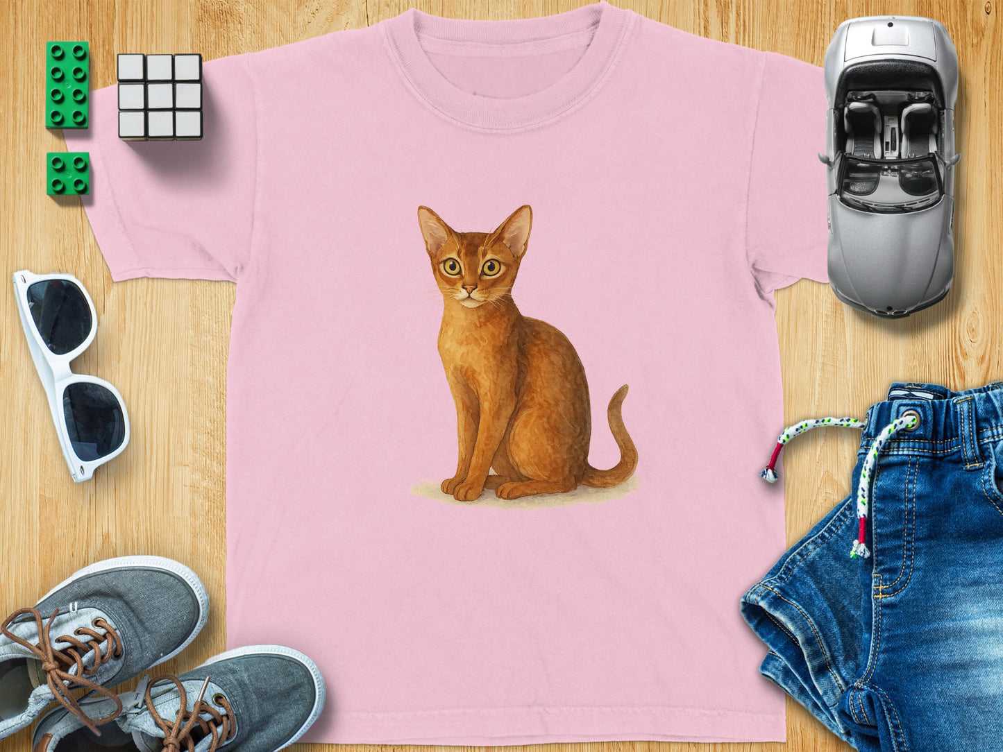 Playful Cat Illustration on Pink T-shirt product