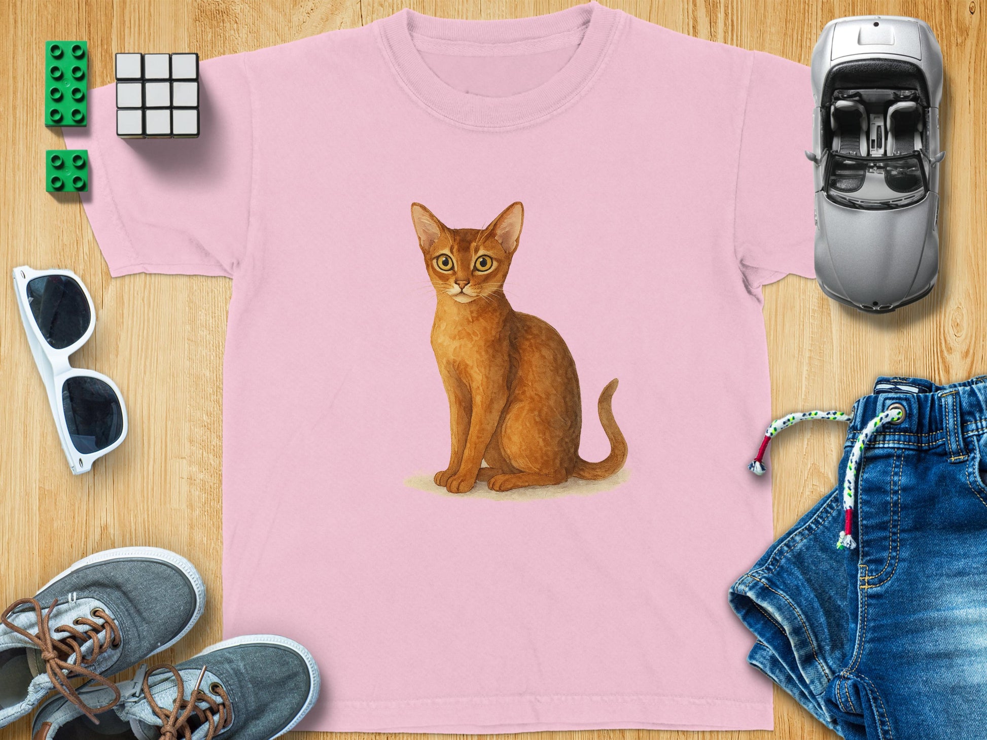 Playful Cat Illustration on Pink T-shirt product