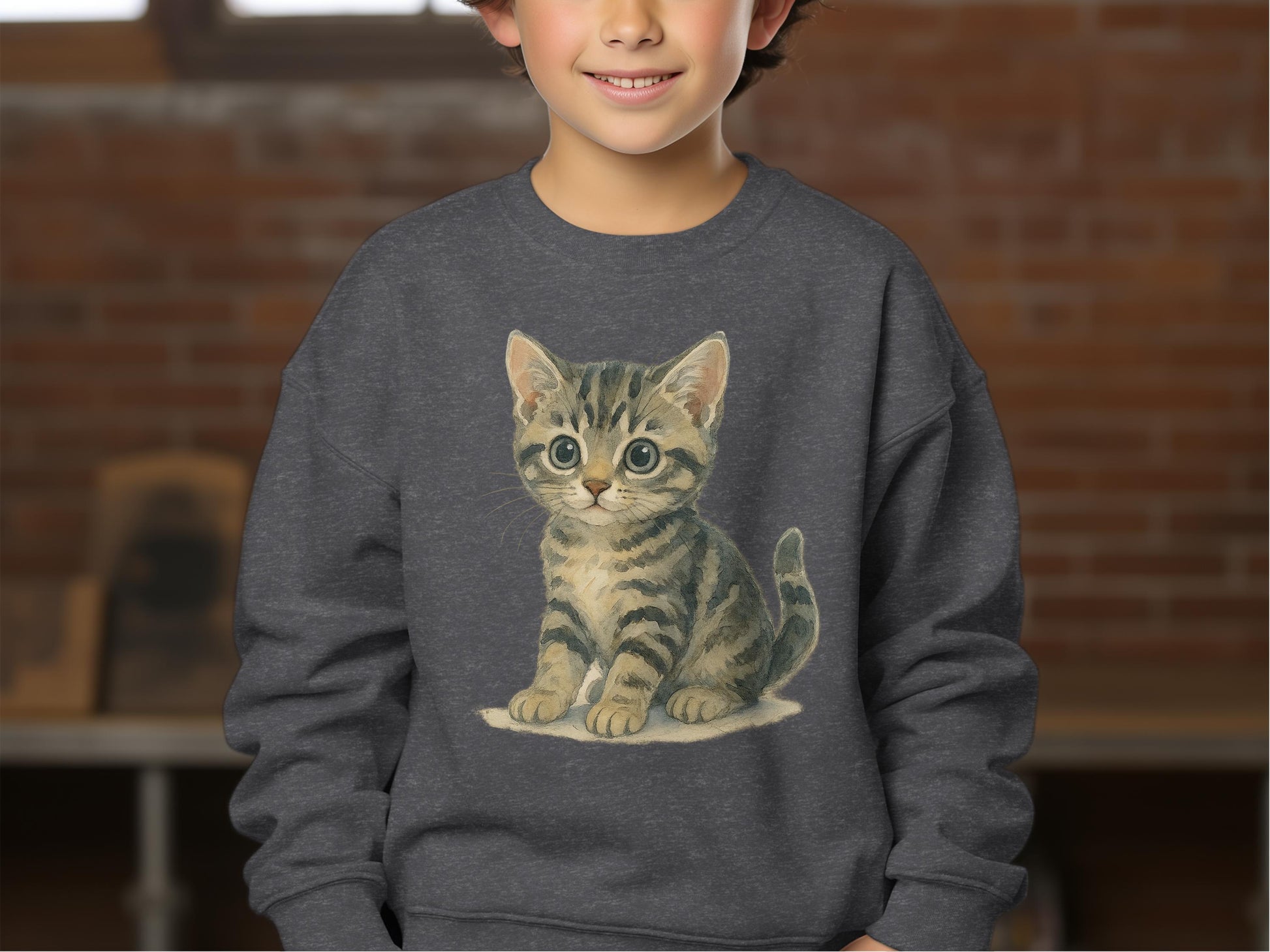 Adorable Feline Print on Kids Cozy Sweatshirt product
