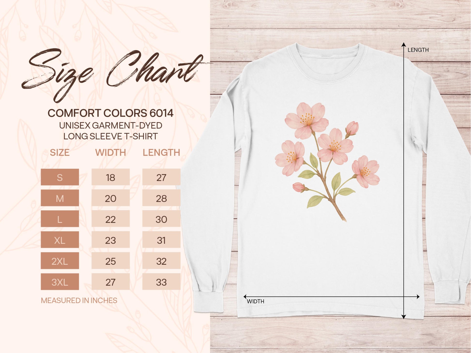 Floral Print Long Sleeve Unisex Garment-Dyed T-Shirt product