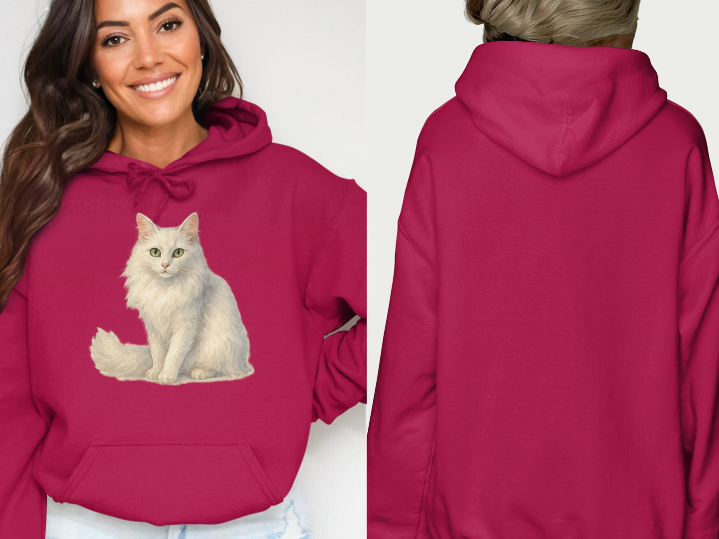 Cute White Cat Hoodie Animal Fan Apparel product type