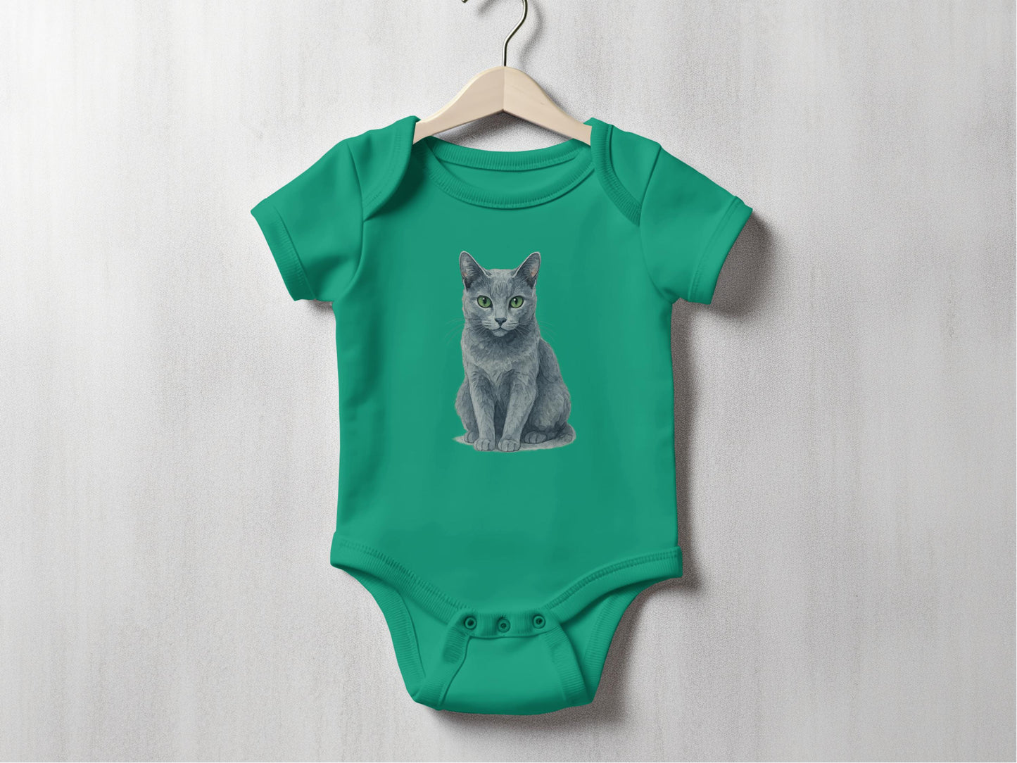 Cute Green Onesie with Cat Print for Baby product
