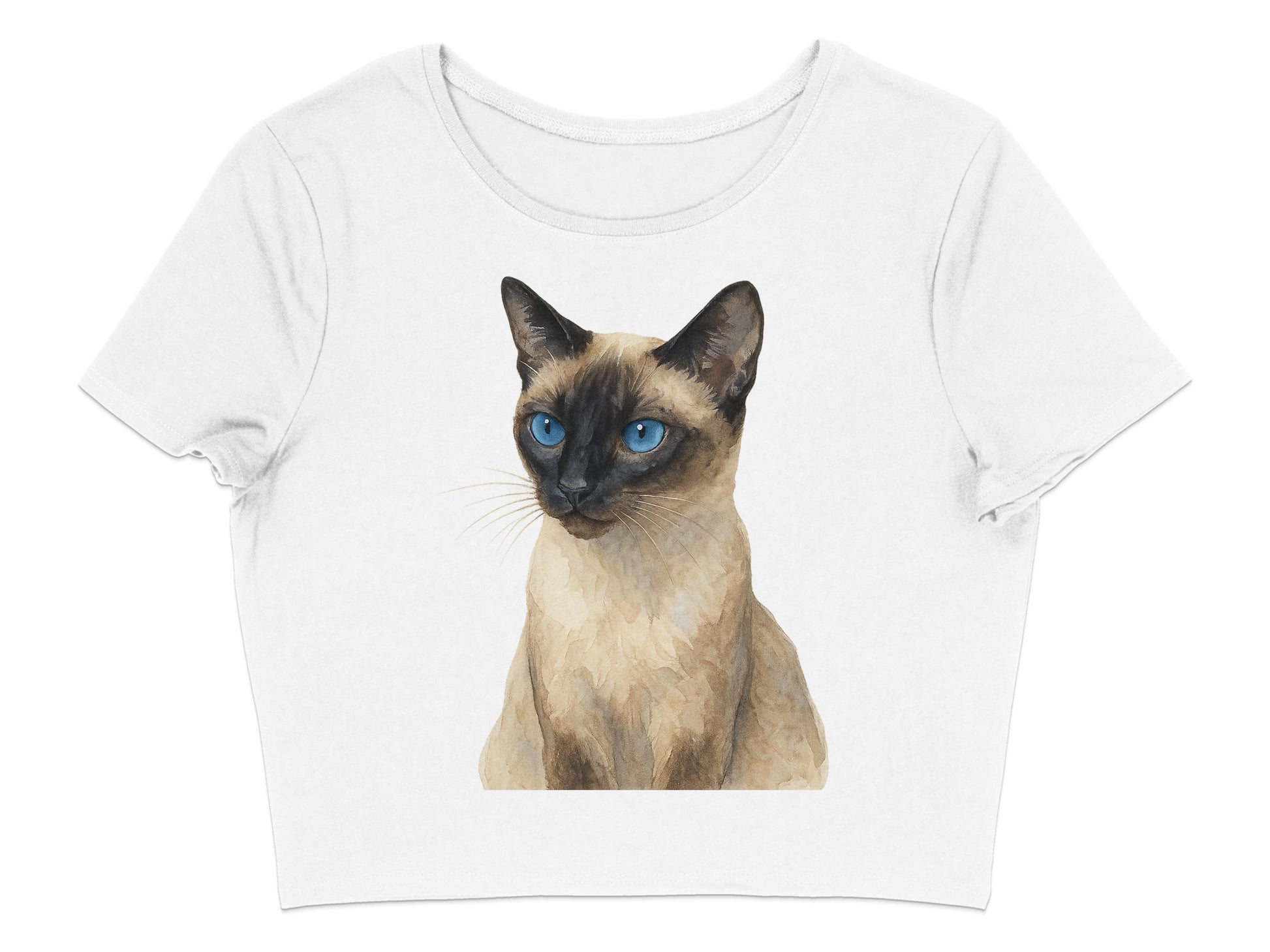 Siamese Cat Print Design on White Crop Top product