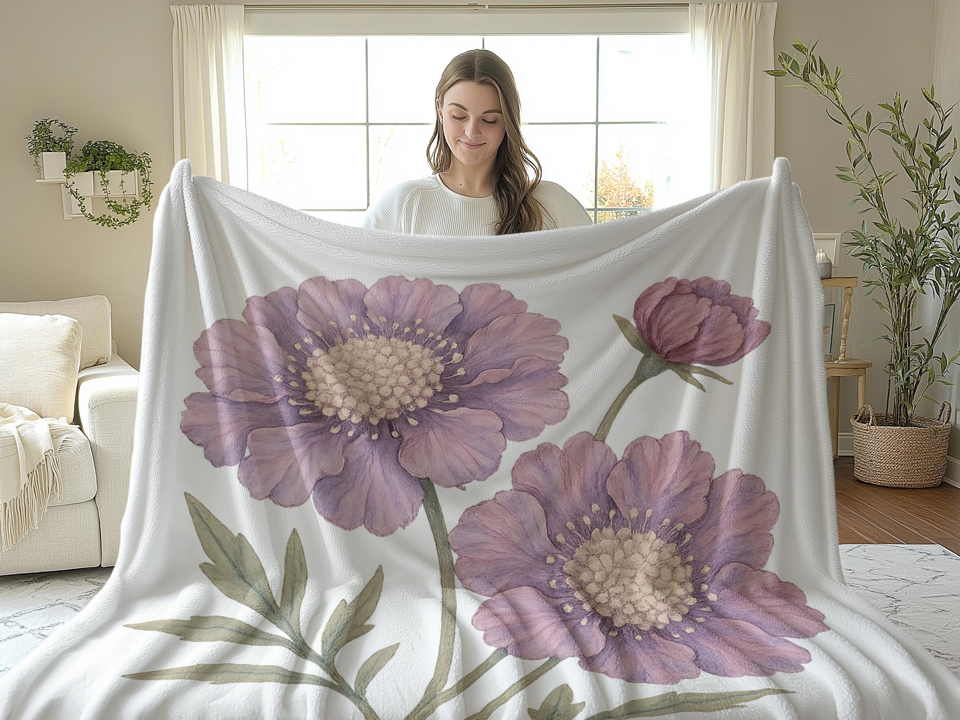 Elegant Floral Blanket with Beautiful Purple Blooms product