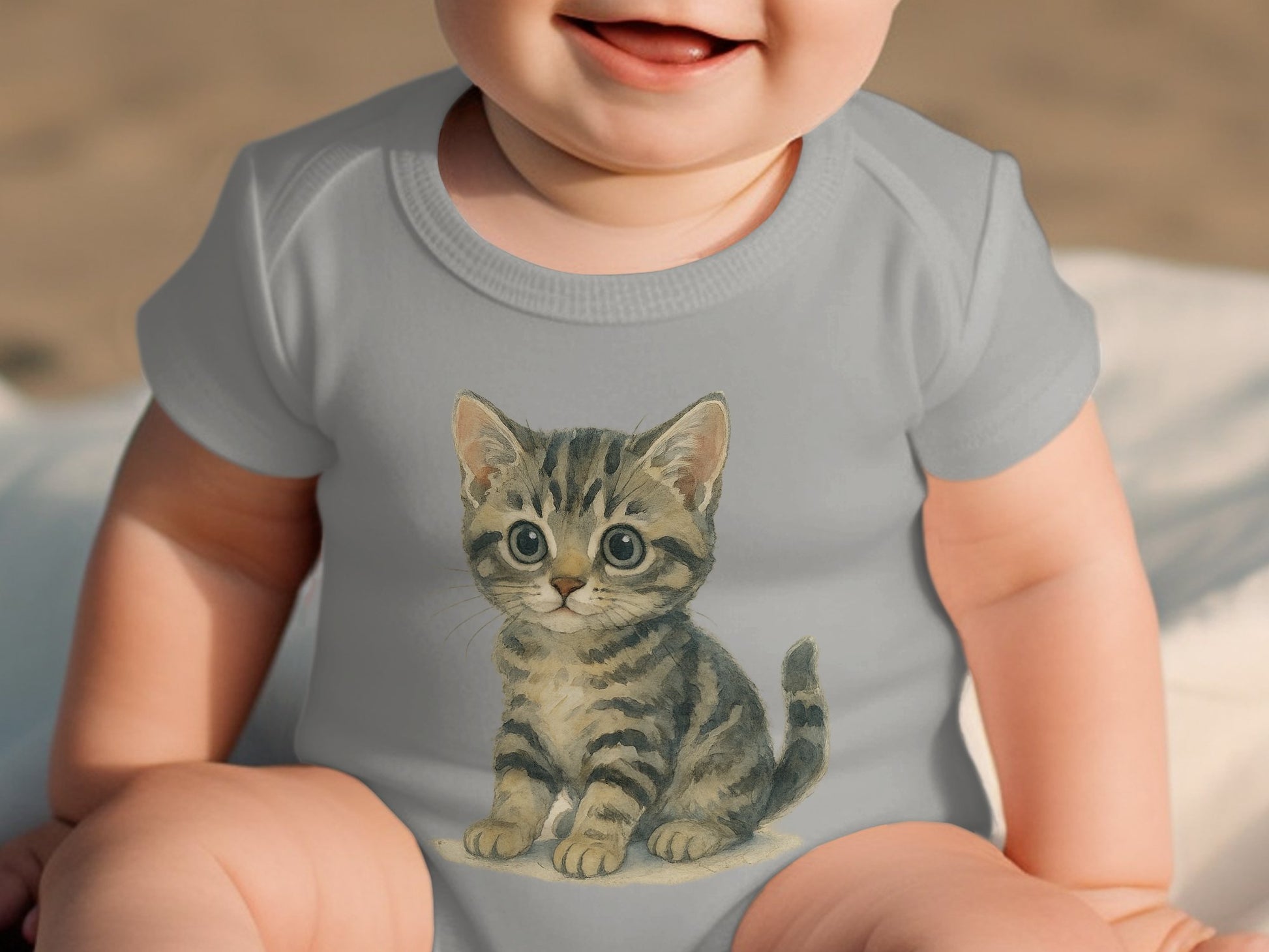 Adorable Kitten Design Printed Baby Onesie product