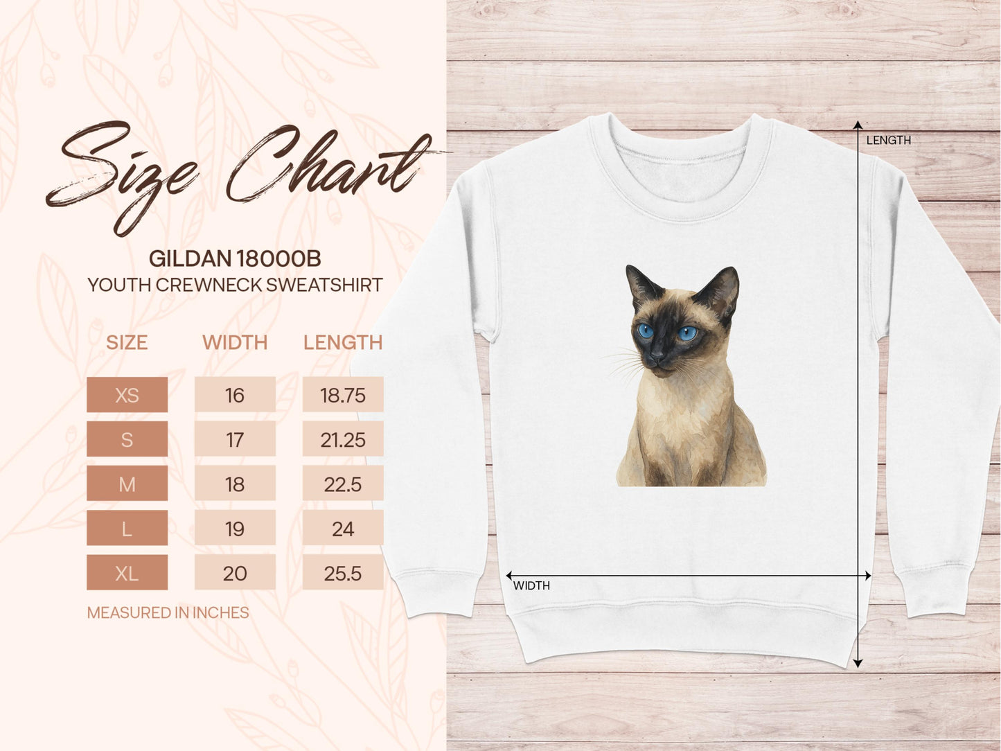 Youth Crewneck Sweatshirt Cute Siamese Cat Design product