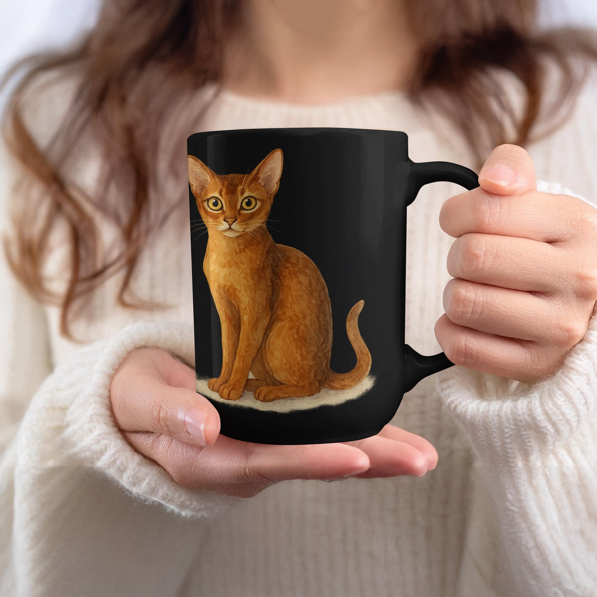 Cute Cat Design Black Coffee Mug for Cat Lovers product