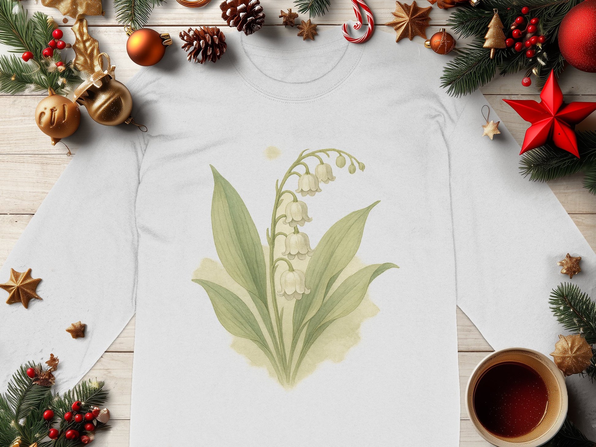 Delicate Lily of the Valley Print Long Sleeve Shirt product type