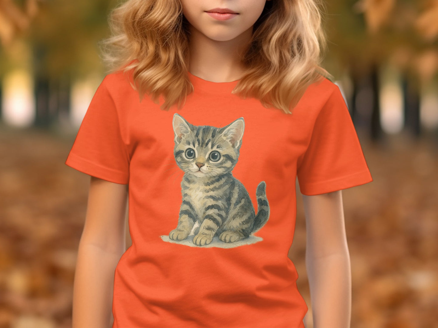 Adorable Kitten Graphic Orange T-Shirt product type