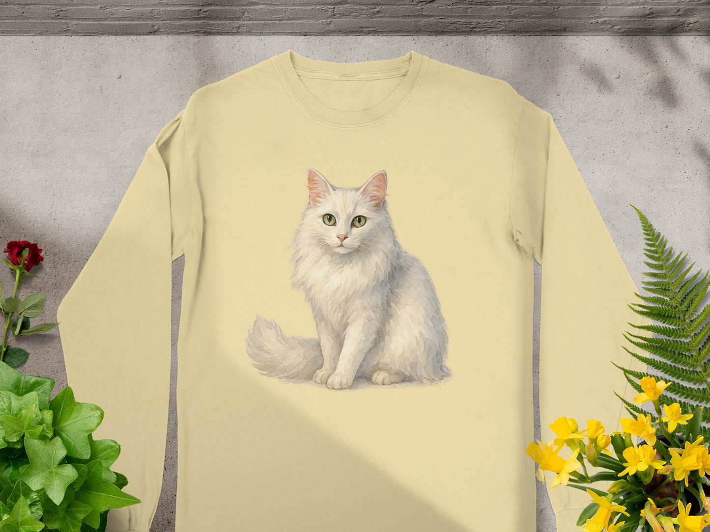 Cozy Long-Sleeve Top Featuring Fluffy Cat Design product